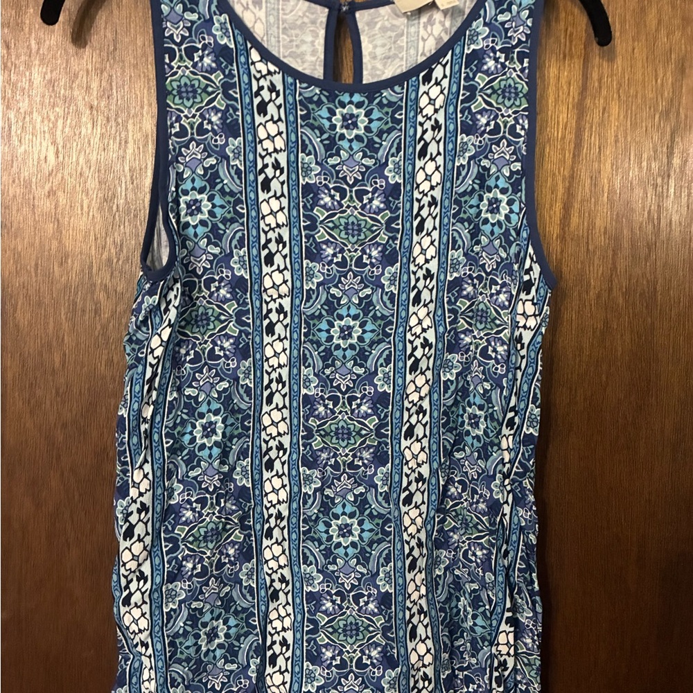 LOFT Blue Patterned Sleeveless Tank